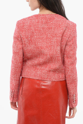 Tweed Double-breasted Blazer with Cropped Fit