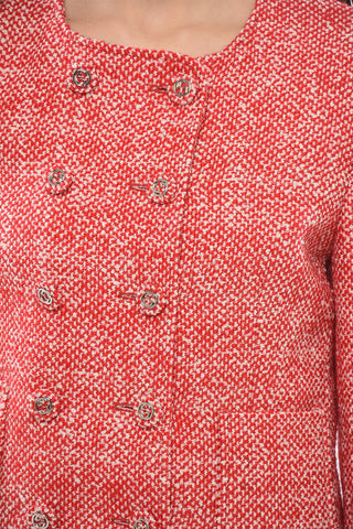 Tweed Double-breasted Blazer with Cropped Fit