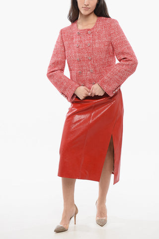 Tweed Double-breasted Blazer with Cropped Fit