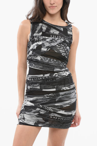 JEANS COUTURE Tulle Sleeveless Dress with Cut Out