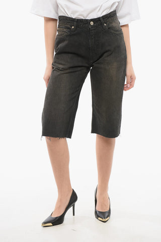 Dark Wash UNISEX Denim Shorts with Raw-cut Hem