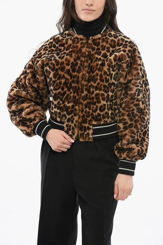 Bomber in Shearling con Motivo Animalier