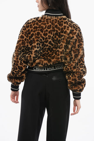 Bomber in Shearling con Motivo Animalier
