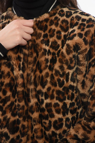 Bomber in Shearling con Motivo Animalier