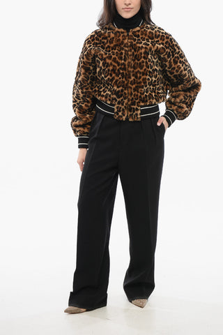 Bomber in Shearling con Motivo Animalier