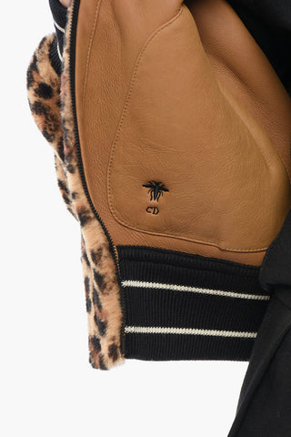 Bomber in Shearling con Motivo Animalier