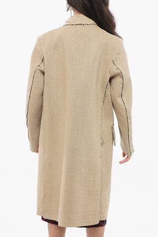 Double-Breasted Linen Coat With raw-cut Details