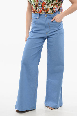 Pantaloni Wide Leg con Effetto Denim