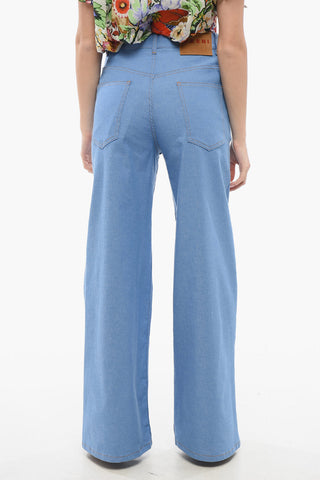 Pantaloni Wide Leg con Effetto Denim