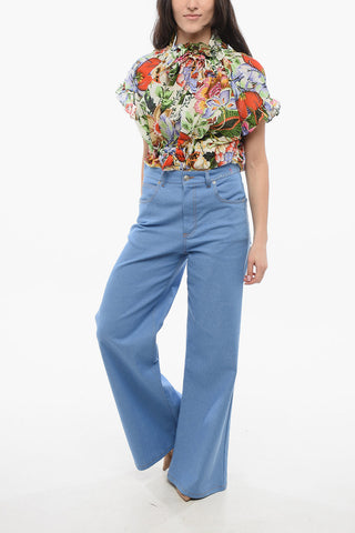 Pantaloni Wide Leg con Effetto Denim