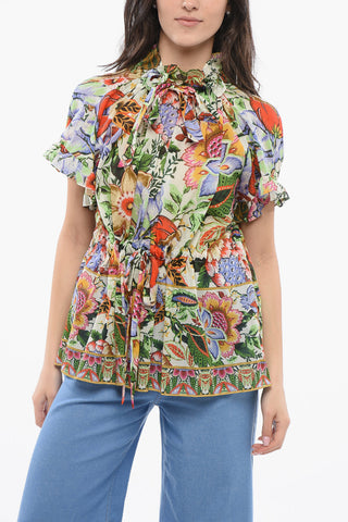 Blusa Plissé con Fantasia Floreale