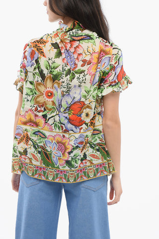 Blusa Plissé con Fantasia Floreale