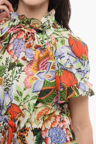 Blusa Plissé con Fantasia Floreale