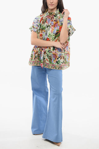 Blusa Plissé con Fantasia Floreale