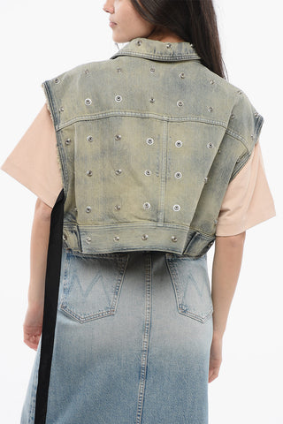 Denim Cropped Jacket with Laces