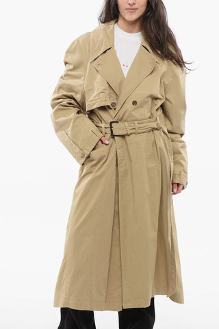 Layered Trench Coat with Asymmetric Hem
