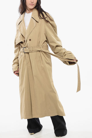 Layered Trench Coat with Asymmetric Hem
