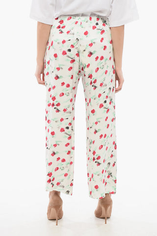 Cropped Satinhose mit Kordelzug