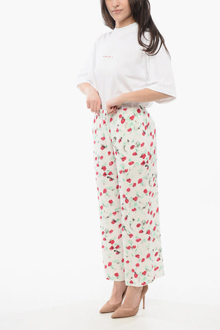 Cropped Satinhose mit Kordelzug