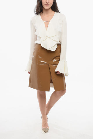 Patent Skirt with Slits