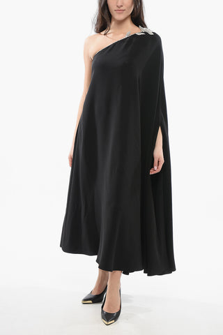 Silk One-Shoulder Dress with Sequins