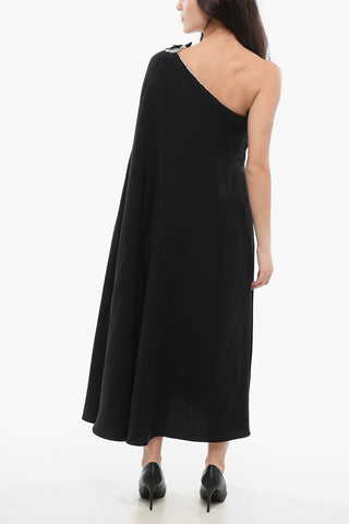 Silk One-Shoulder Dress with Sequins