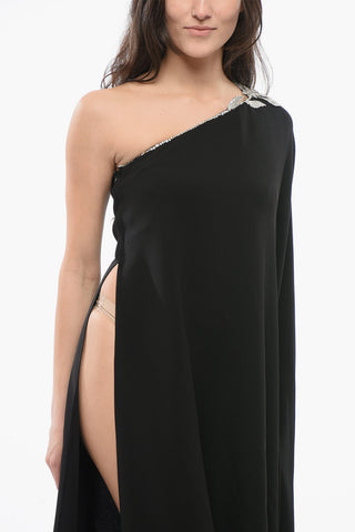 Silk One-Shoulder Dress with Sequins