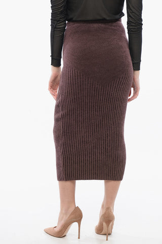 Bleistiftrock aus Ripp-Chenille mit Cut-out-Detail