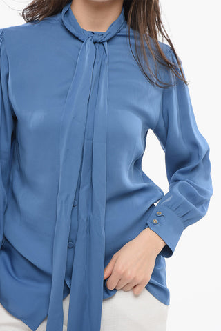 Silk Shirt with Self-tie Detail