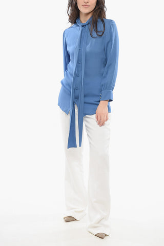Silk Shirt with Self-tie Detail