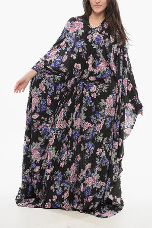 Maxi Plissé Dress with Floral Print
