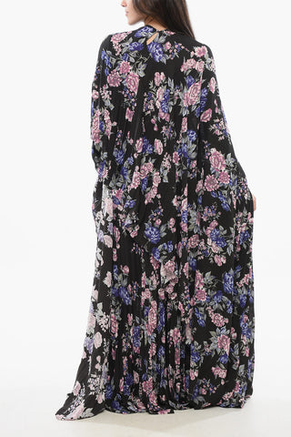 Maxi Plissé Dress with Floral Print