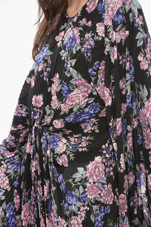 Maxi Plissé Dress with Floral Print