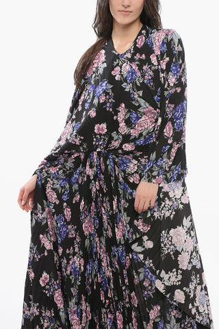 Maxi Plissé Dress with Floral Print
