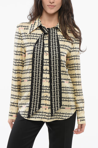 Silk Printed Shirt with Self-tie Detail