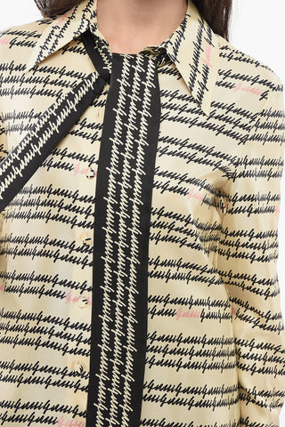 Silk Printed Shirt with Self-tie Detail