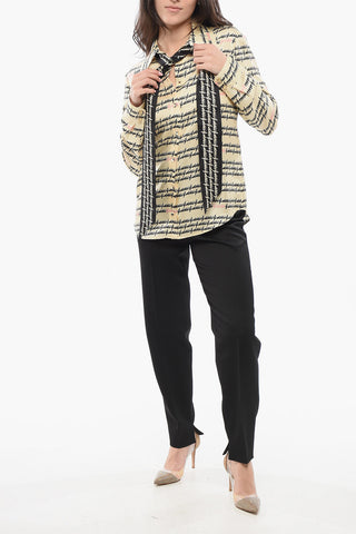 Silk Printed Shirt with Self-tie Detail