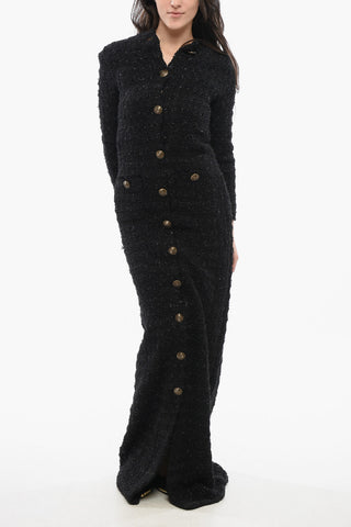 Tweed Dress with Logo Buttons