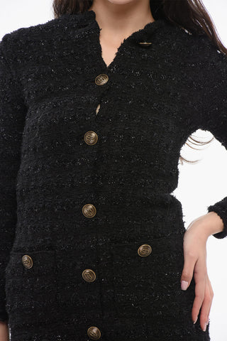 Tweed Dress with Logo Buttons