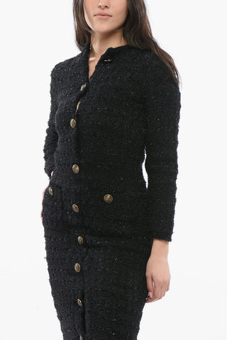Tweed Dress with Logo Buttons