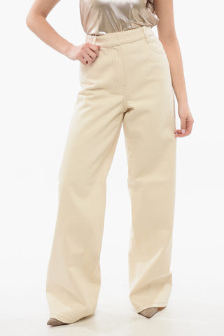 Jeans Wide Leg in Canvas a Vita Alta