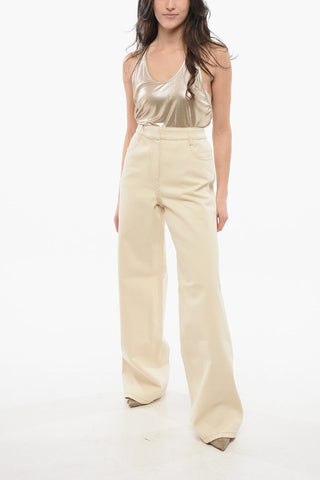 Jeans Wide Leg in Canvas a Vita Alta
