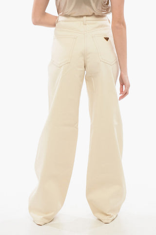 Jeans Wide Leg in Canvas a Vita Alta