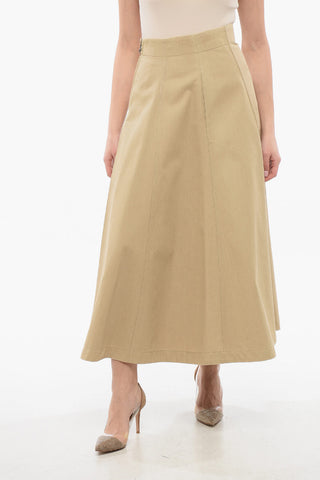Twill Cotton Skirt with Back Pince