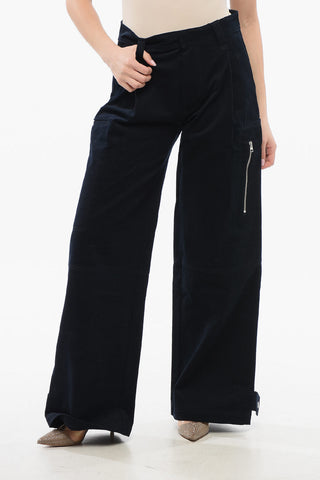 Pantaloni In Velluto A Vita Alta Con Pinces