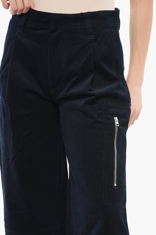 Pantaloni In Velluto A Vita Alta Con Pinces