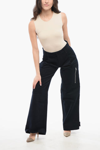 Pantaloni In Velluto A Vita Alta Con Pinces