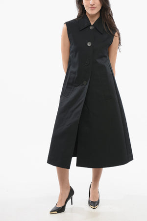 Wide Midi Gilet with Shirt Collar