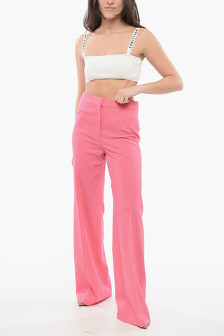 Pantaloni in Lana Stretch a Vita Alta