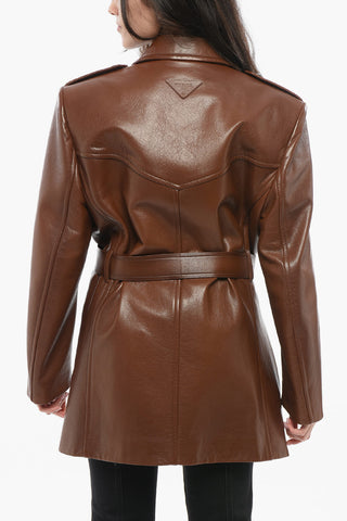 Blazer Doppiopetto in Pelle Craquelé